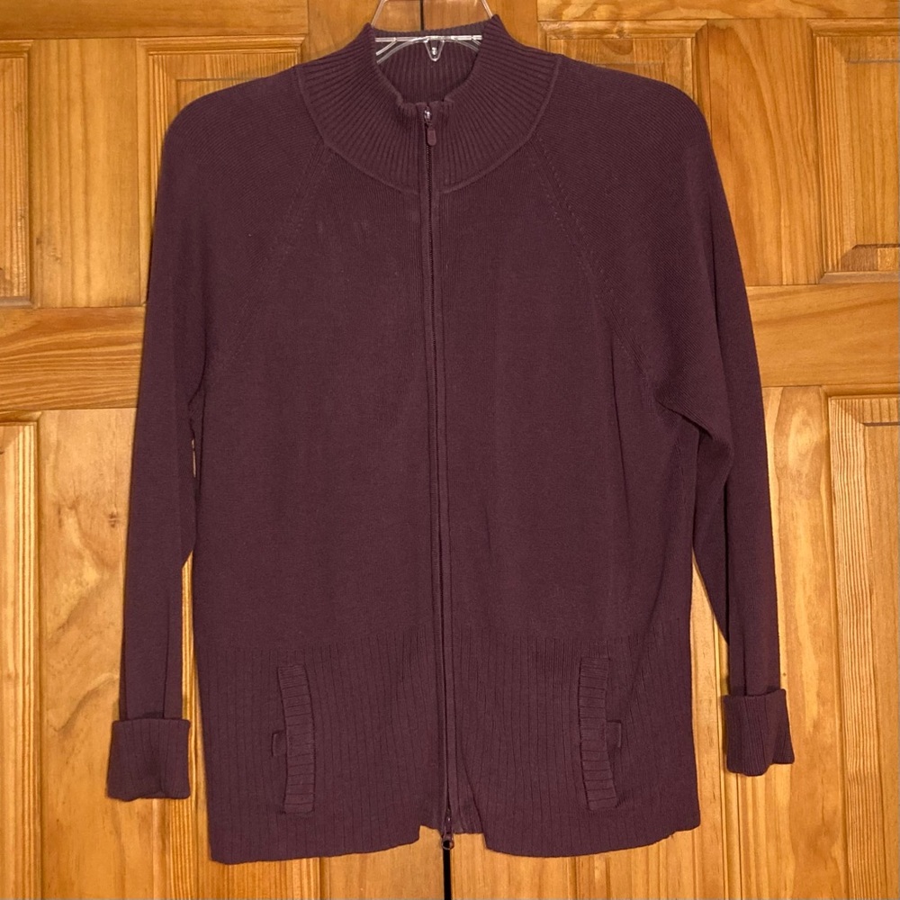NWOT Covington Vintage 90s Sweater Full Zipper Long Sleeve Purple XL Extra Large